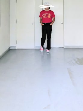 「アイテム（スラックス）」を使った、kazuhiroさん（メンズ・176cm）の夏コーディネート
