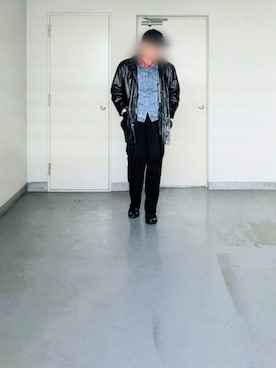 「スラックスパンツ」｜「アイテム（デニムジャケット）」を使った、kazuhiroさん（メンズ・176cm）の冬コーディネート