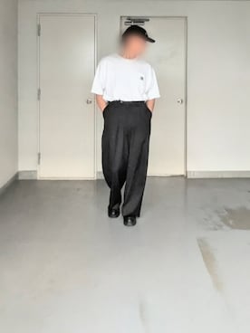 「USEDのアイテム（ローファー、ブラック系）」を使った、kazuhiroさん（メンズ・176cm）の夏コーディネート