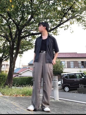 「WYM LIDNM（ウィム バイ リドム）のアイテム（カーゴパンツ）」を使った、 shou.moneさん（骨格ウェーブ・メンズ・175cm）の夏コーディネート