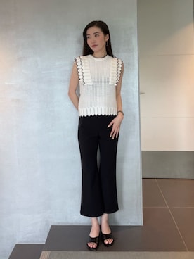 「デザインニット」｜ESTNATIONさん（レディース・163cm）の夏コーディネート