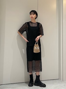 「COLUMN（コラム）のアイテム（トップス）」を使った、ESTNATIONさん（レディース・166cm）の夏コーディネート