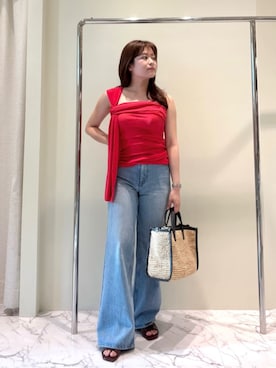 「COLUMN（コラム）のアイテム」を使った、ESTNATIONさん（レディース・156cm）の夏コーディネート