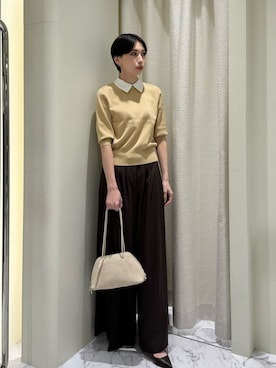 「ESTNATION（エストネーション）のESTNATION / タックワイドレッグパンツ（その他パンツ、ブラウン系）」を使った、ESTNATIONさん（レディース・164cm）の夏コーディネート