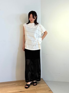 「COLUMN（コラム）のアイテム」を使った、ESTNATIONさん（レディース・151cm）の夏コーディネート