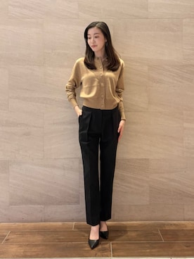 「COLUMN（コラム）のアイテム」を使った、ESTNATIONさん（レディース・163cm）の秋コーディネート