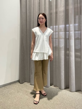 「COLUMN（コラム）のアイテム（トップス）」を使った、ESTNATIONさん（レディース・156cm）の夏コーディネート