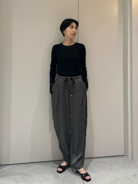 「COLUMN（コラム）のアイテム（トップス）」を使った、ESTNATIONさん（レディース・166cm）の夏コーディネート