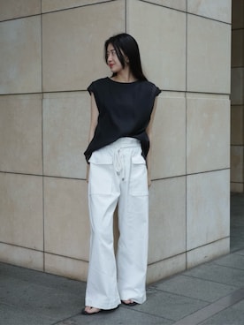 「COLUMN（コラム）のアイテム」を使った、ESTNATIONさん（レディース・166cm）の夏コーディネート