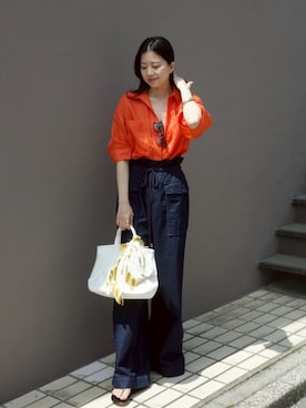 「COLUMN（コラム）のアイテム」を使った、ESTNATIONさん（レディース・166cm）の春コーディネート