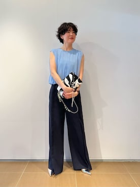 「COLUMN（コラム）のアイテム（パンツ）」を使った、ESTNATIONさん（レディース・166cm）の夏コーディネート
