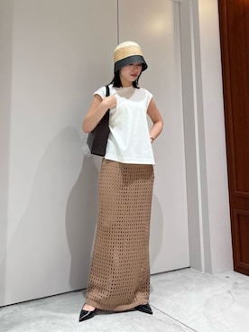 「COLUMN（コラム）のアイテム」を使った、ESTNATIONさん（レディース・154cm）の夏コーディネート