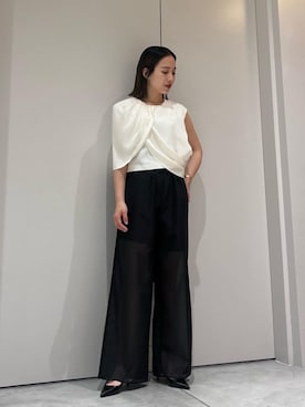 「COLUMN（コラム）のアイテム」を使った、ESTNATIONさん（レディース・154cm）の春コーディネート