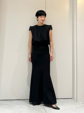 ESTNATION　ボリュームスリーブワンピース　ロングワンピース　ブラック　黒 ESTNATION（エストネーション）の「ESTNATION / ボリュームスリーブ