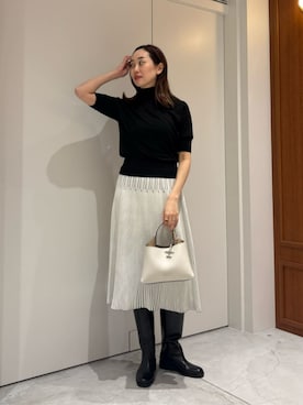 「ESTNATION（エストネーション）のESTNATION / ロングブーツ（ブーツ、ブラック系）」を使った、ESTNATIONさん（レディース・164cm）の夏コーディネート