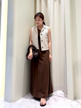 「COLUMN（コラム）のアイテム」を使った、ESTNATIONさん（レディース・156cm）の夏コーディネート