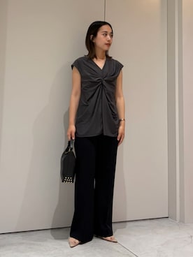 「ESTNATION（エストネーション）のESTNATION / サーブル セミフレアニットパンツ（その他パンツ、ブルー系）」を使った、ESTNATIONさん（レディース・164cm）の夏コーディネート