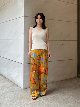 「アイテム（スラックス、イエロー系）」を使った、ESTNATIONさん（レディース・151cm）の夏コーディネート