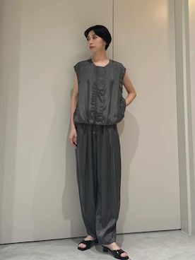「COLUMN（コラム）のアイテム（トップス）」を使った、ESTNATIONさん（レディース・166cm）の夏コーディネート