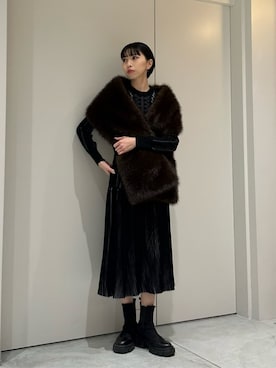「ESTNATION（エストネーション）のESTNATION / レース ジャガード ニットスカート（スカート、ブラック系）」を使った、ESTNATIONさん（レディース・164cm）の夏コーディネート