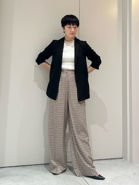 「ESTNATION（エストネーション）のESTNATION / チェーンネックリブニット（Tシャツ/カットソー、ホワイト系）」を使った、ESTNATIONさん（レディース・164cm）の夏コーディネート