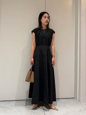「ESTNATION（エストネーション）のESTNATION / フィット&フレア ノースリーブワンピース（ワンピース、ブラック系）」を使った、ESTNATIONさん（レディース・164cm）の夏コーディネート