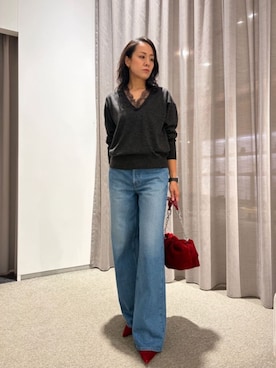 「COLUMN（コラム）のアイテム」を使った、ESTNATIONさん（レディース・164cm）の秋コーディネート