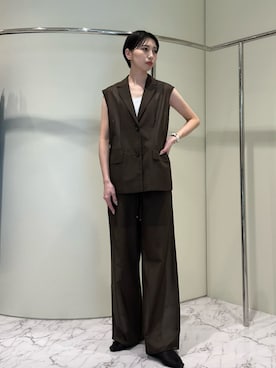 「ブラウンパンツ」｜ESTNATIONさん（レディース・166cm）の夏コーディネート