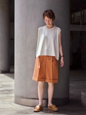 「COLUMN（コラム）のアイテム」を使った、ESTNATIONさん（レディース・168cm）の夏コーディネート