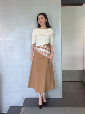 「ESTNATION（エストネーション）のESTNATION / スリングバック パンプス（パンプス、ブラウン系）」を使った、ESTNATIONさん（レディース・164cm）の夏コーディネート
