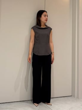 「ESTNATION（エストネーション）のESTNATION / サーブル セミフレアニットパンツ（その他パンツ、ブルー系）」を使った、ESTNATIONさん（レディース・164cm）の夏コーディネート
