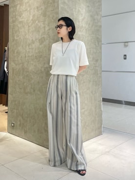 「COLUMN（コラム）のアイテム」を使った、ESTNATIONさん（レディース・157cm）の夏コーディネート