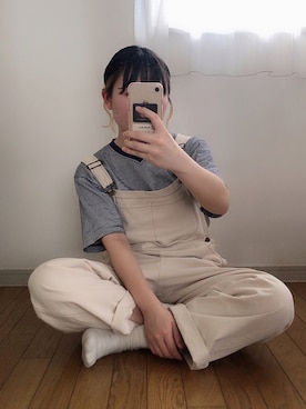 「メンズライク女子」｜「アイテム（オールインワン・サロペット）」を使った、uiuiさん（レディース・155cm）の夏コーディネート