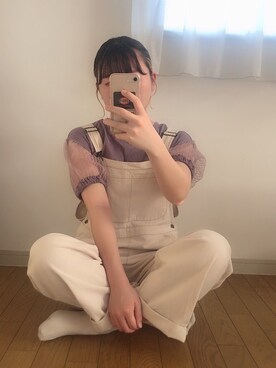 「おんなのこコーデ」｜「アイテム（サロペット/オーバーオール）」を使った、uiuiさん（レディース・155cm）の夏コーディネート