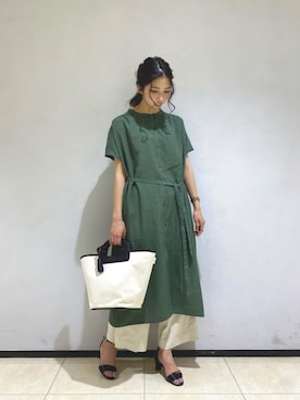 「Te chichi（テチチ）のアイテム（シャツワンピース）」を使った、Ohmoriさん（レディース・162cm）の夏コーディネート