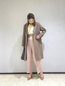 「Te chichi（テチチ）のアイテム（チェスターコート）」を使った、Ohmoriさん（レディース・162cm）の冬コーディネート