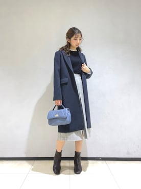 「Te chichi（テチチ）のアイテム（チェスターコート）」を使った、Ohmoriさん（レディース・162cm）の冬コーディネート