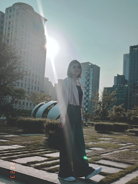 「アイテム（その他アウター、ピンク系）」を使った、mi🇹🇼さん（レディース・174cm）の秋コーディネート