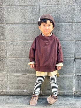 「CIAOPANIC TYPY（チャオパニックティピー）の【OSORO】コットンリネンサファリシャツ（シャツ/ブラウス）」を使った、yuto@airiさん（キッズ・90cm）の秋コーディネート