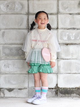 「p.premier（ピードットプルミエ）のアイテム（パンツ）」を使った、yuto@airiさん（キッズ・110cm）の春コーディネート