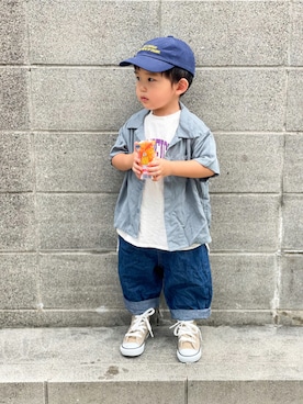 「devirock（デビロック）のアイテム（帽子）」を使った、yuto@airiさん（キッズ・90cm）の夏コーディネート
