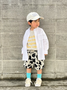 「devirock（デビロック）のアイテム（トップス）」を使った、yuto@airiさん（キッズ・100cm）の春コーディネート