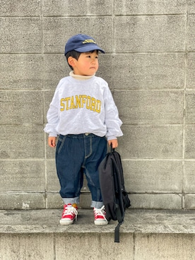 「devirock（デビロック）のアイテム（帽子）」を使った、yuto@airiさん（キッズ・90cm）の冬コーディネート