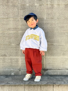 「devirock（デビロック）のアイテム（帽子）」を使った、yuto@airiさん（キッズ・100cm）の冬コーディネート