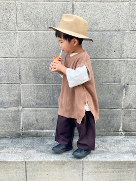 「14+（イチヨンプラス）のアイテム」を使った、yuto@airiさん（キッズ・90cm）の秋コーディネート