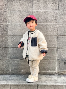 「BIG FIELD（ビッグフィールド）のアイテム」を使った、yuto@airiさん（キッズ・90cm）の冬コーディネート