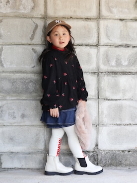 「アイテム（デニムパンツ）」を使った、yuto@airiさん（キッズ・110cm）の秋コーディネート