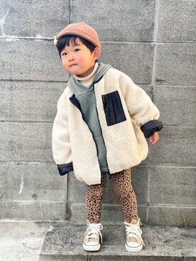 「アイテム（その他パンツ、ブラウン系）」を使った、yuto@airiさん（キッズ・90cm）の冬コーディネート