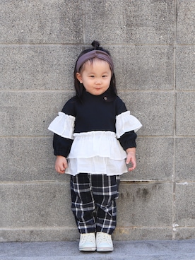 「MAKE YOUR DAY（メイクユアデイ）のアイテム（パンツ）」を使った、yuto@airiさん（キッズ・80cm）の秋コーディネート