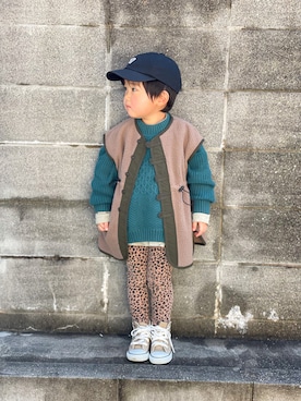 「B:MING by BEAMS（ビーミングバイビームス）のアイテム（キャップ）」を使った、yuto@airiさん（キッズ・100cm）の冬コーディネート